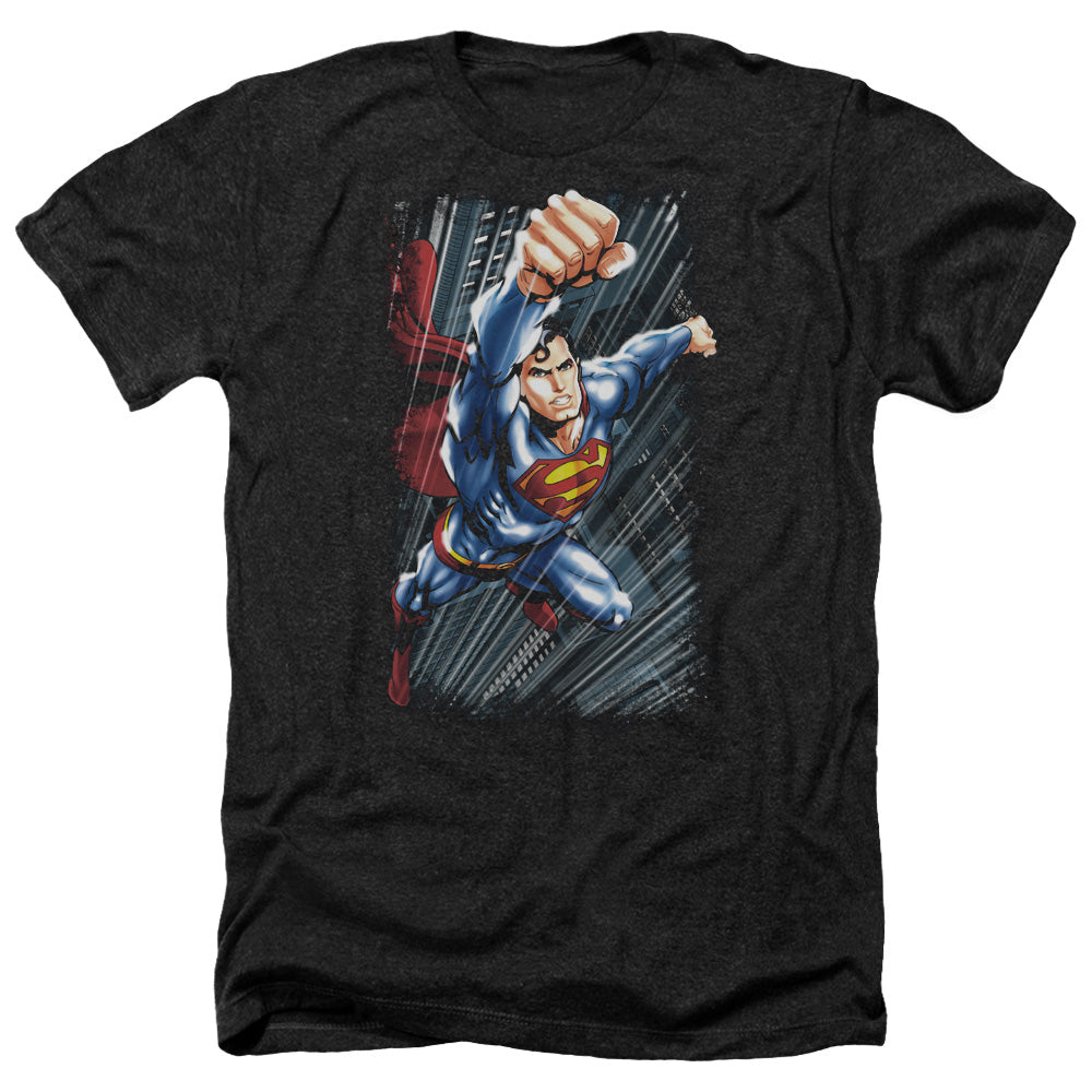 SUPERMAN/FASTER THAN - ADULT HEATHER - BLACK