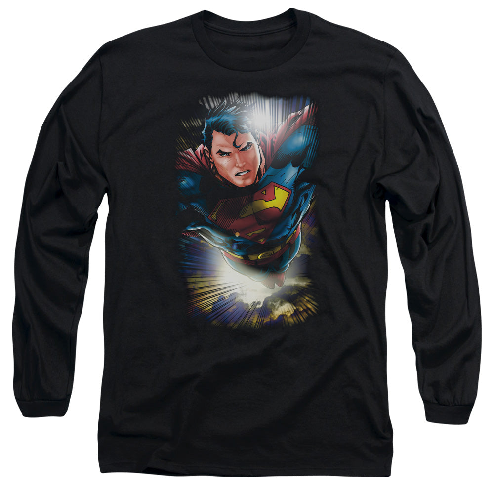 SUPERMAN/IN THE SKY -  L/S ADULT 18/1  - BLACK
