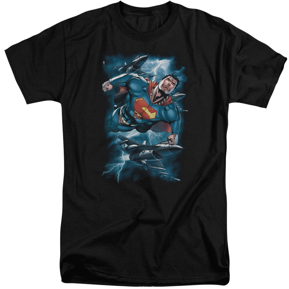 SUPERMAN/STORMY FLIGHT - S/S ADULT TALL 18/1 - BLACK