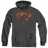 SUPERMAN/S SHIELD KNOCKOUT - ADULT HEATHER HOODIE - BLACK