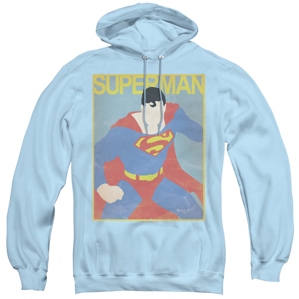 SUPERMAN/SIMPLE SM POSTER - ADULT PULLOVER HOODIE - LIGHT BLUE