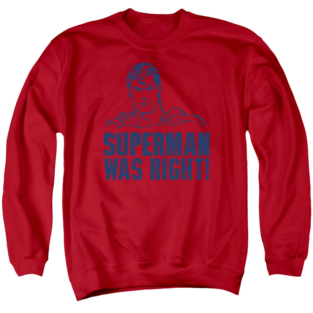 SUPERMAN/WAS RIGHT - ADULT CREWNECK SWEATSHIRT - RED