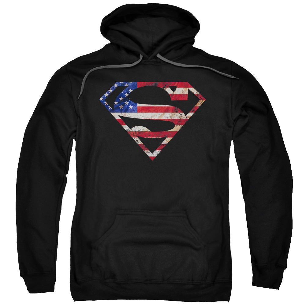 SUPERMAN/SUPER PATRIOT - ADULT PULLOVER HOODIE - BLACK