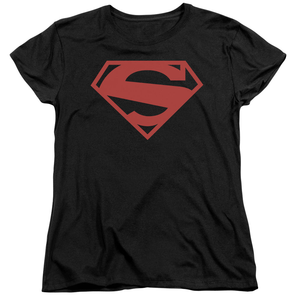 SUPERMAN/52 RED BLOCK - S/S WOMENS TEE - BLACK