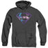 SUPERMAN/GALAXY SHIELD - ADULT HEATHER HOODIE - BLACK