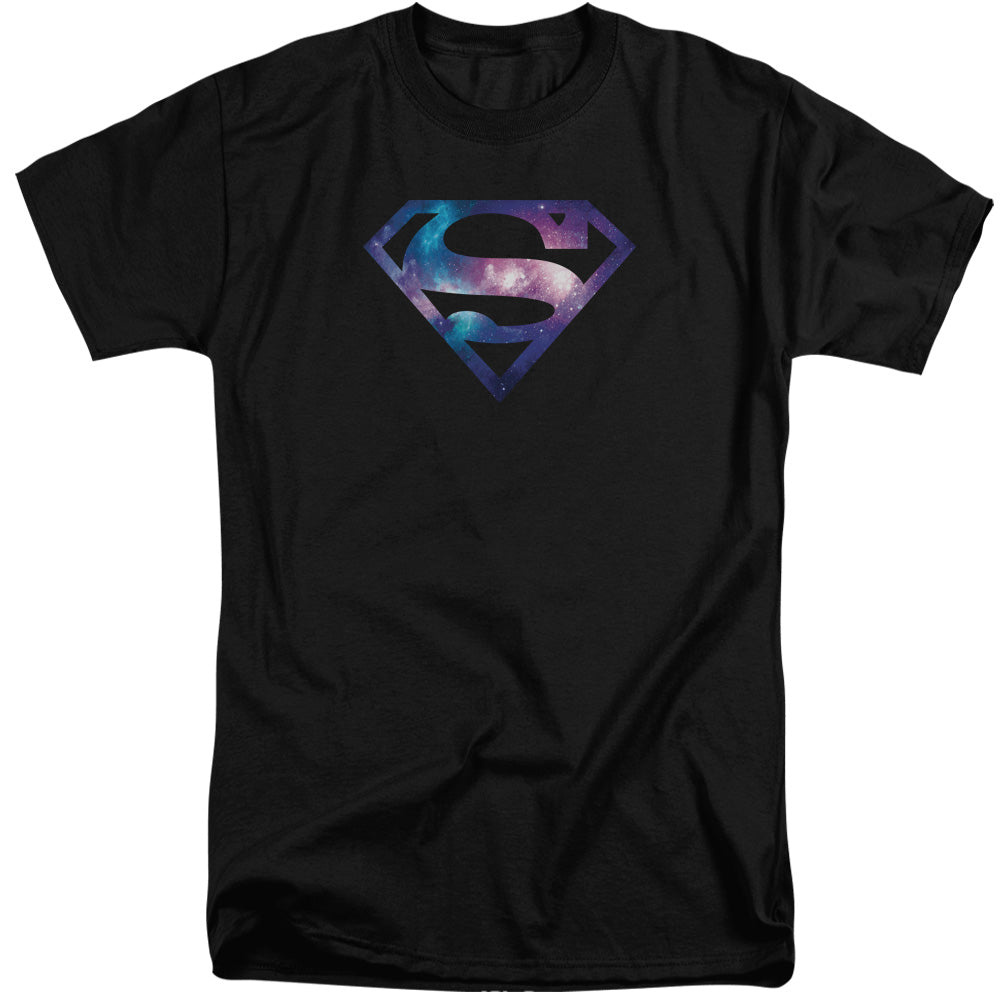 SUPERMAN/GALAXY SHIELD - S/S ADULT TALL 18/1 - BLACK
