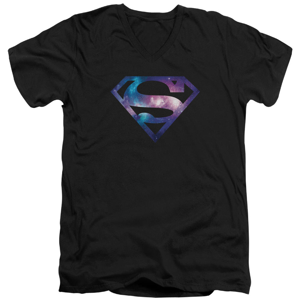 SUPERMAN/GALAXY SHIELD - S/S ADULT V-NECK 30/1 - BLACK