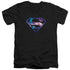 SUPERMAN/GALAXY SHIELD - S/S ADULT V-NECK 30/1 - BLACK