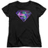 SUPERMAN/GALAXIES SHIELD - S/S WOMENS TEE - BLACK