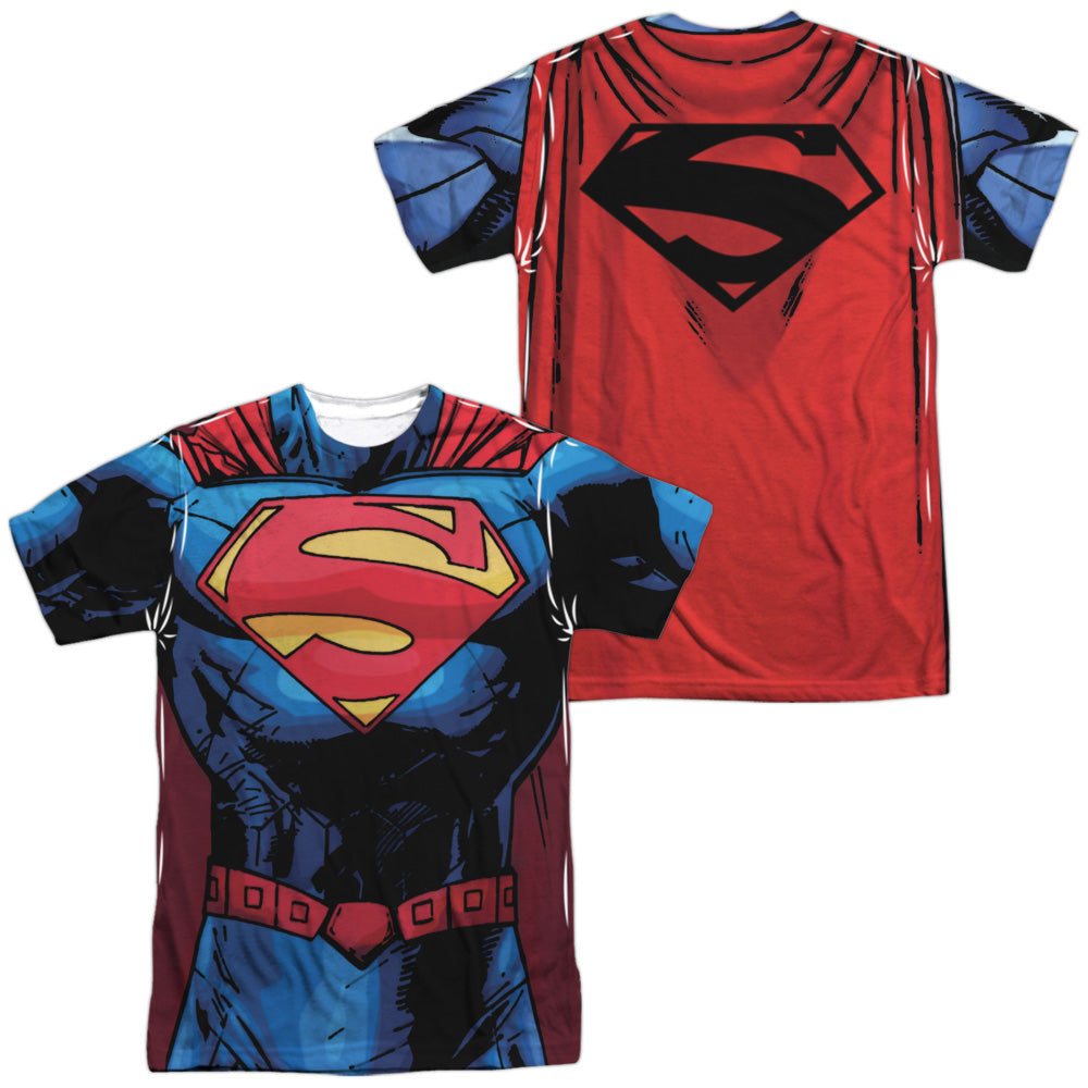 SUPERMAN/NEW 52 SUPERMAN (FRONT/BACK PRINT) - S/S ADULT POLY CREW - MULTI
