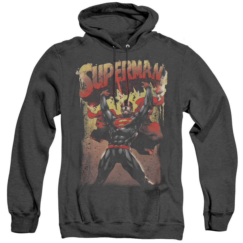 SUPERMAN/LIFT UP - ADULT HEATHER HOODIE - BLACK