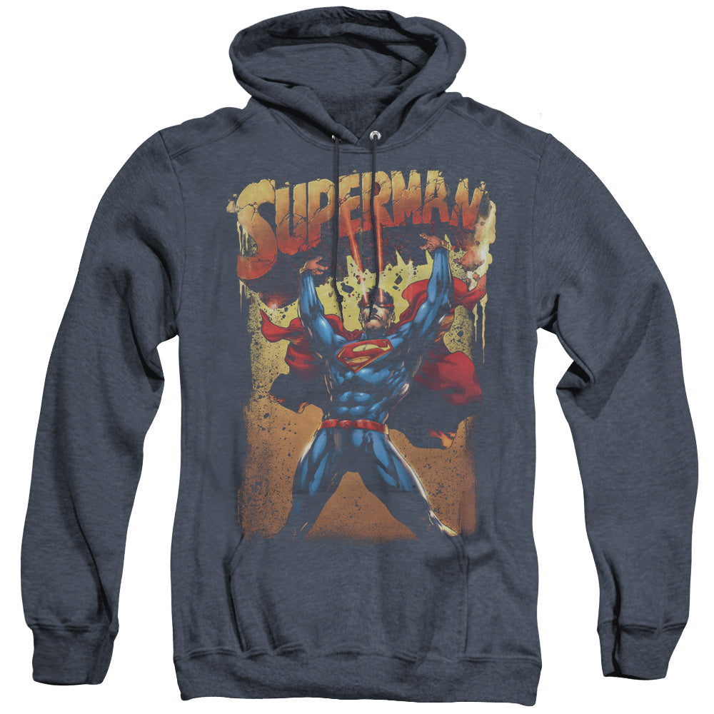 SUPERMAN/LIFT UP - ADULT HEATHER HOODIE - NAVY