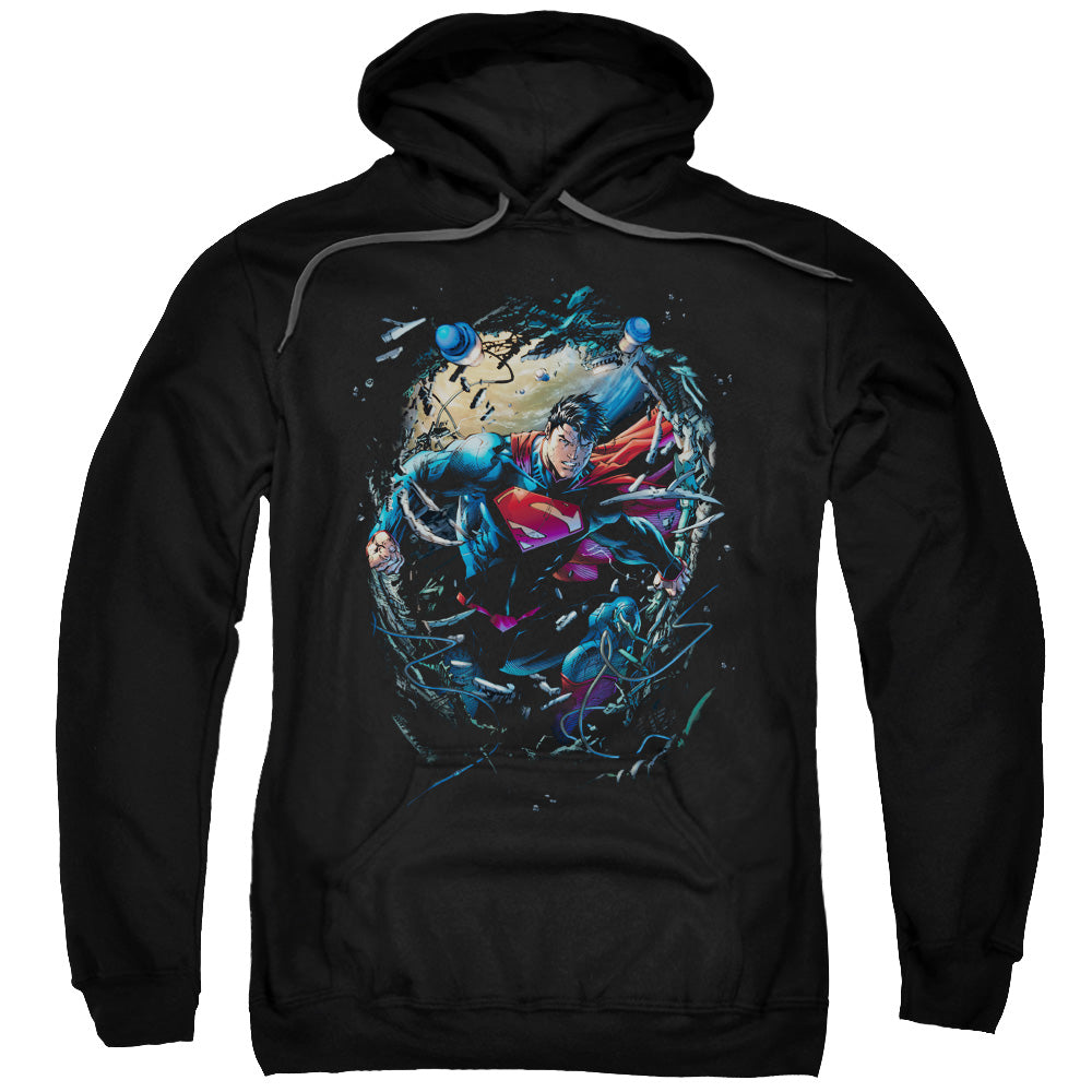 SUPERMAN/BREAKING SPACE - ADULT PULLOVER HOODIE - BLACK
