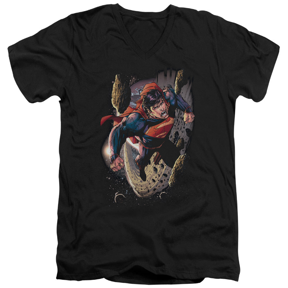 SUPERMAN/ORBIT - S/S ADULT V-NECK 30/1 - BLACK