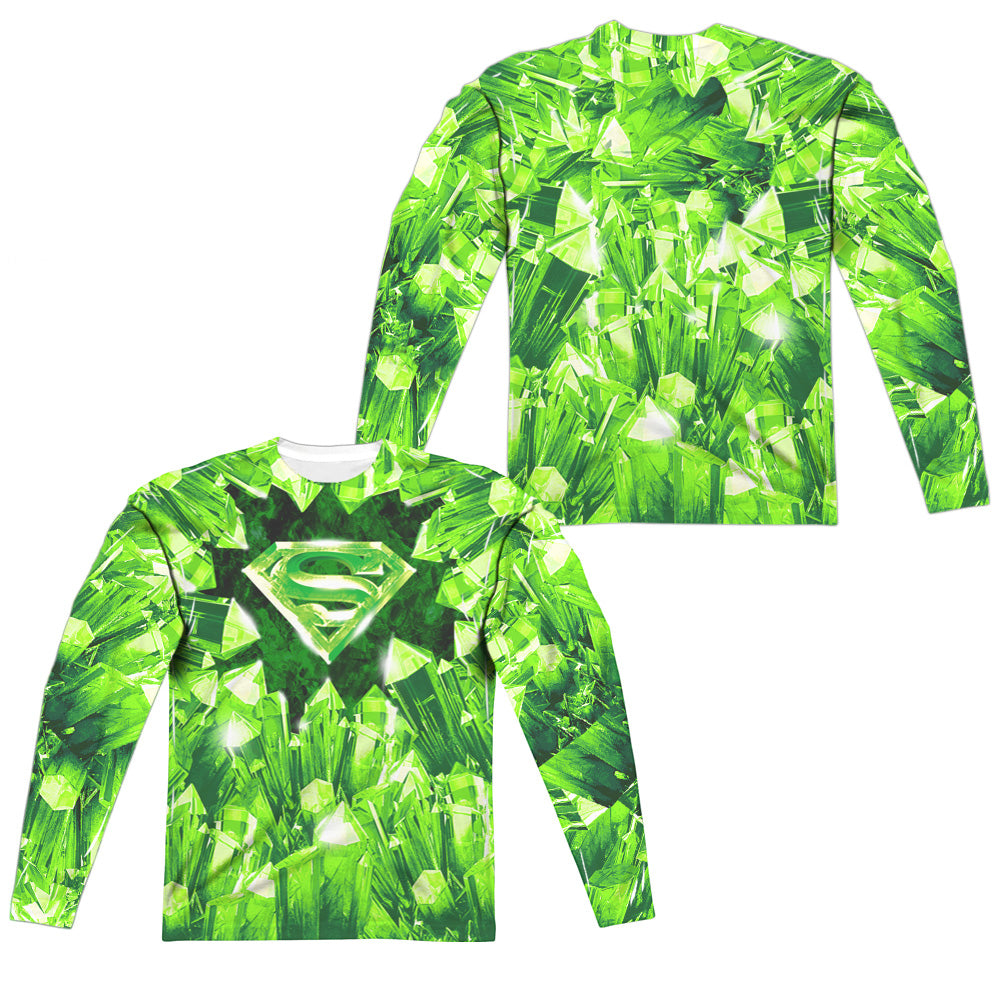 SUPERMAN/KRYPTONITE SHIELD (FRONT/BACK PRINT) - L/S ADULT POLY CREW  - MULTI