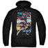 SUPERMAN/TORN COLLAGE - ADULT PULLOVER HOODIE - BLACK
