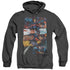 SUPERMAN/TORN COLLAGE - ADULT HEATHER HOODIE - BLACK