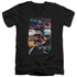 SUPERMAN/TORN COLLAGE - S/S ADULT V-NECK 30/1 - BLACK