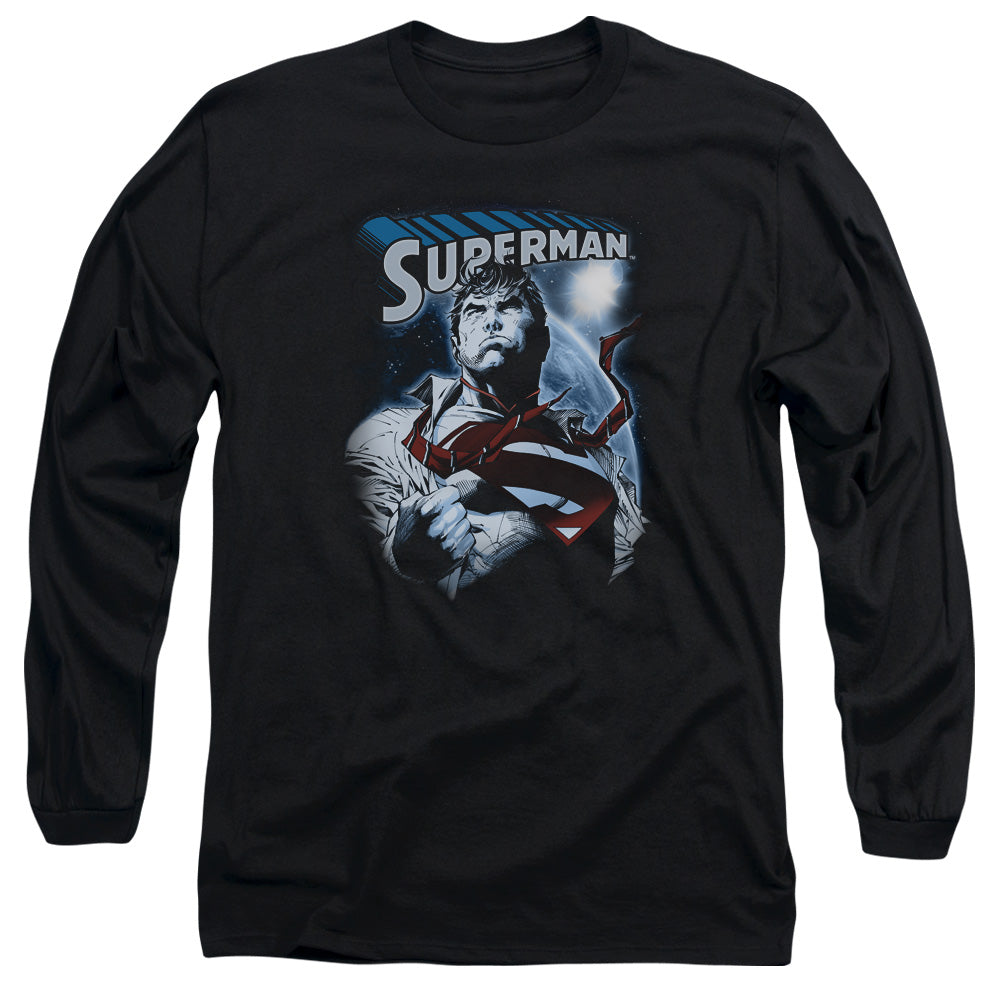 SUPERMAN/PROTECT EARTH -  L/S ADULT 18/1  - BLACK