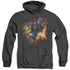 SUPERMAN/BLASTING THROUGH - ADULT HEATHER HOODIE - BLACK