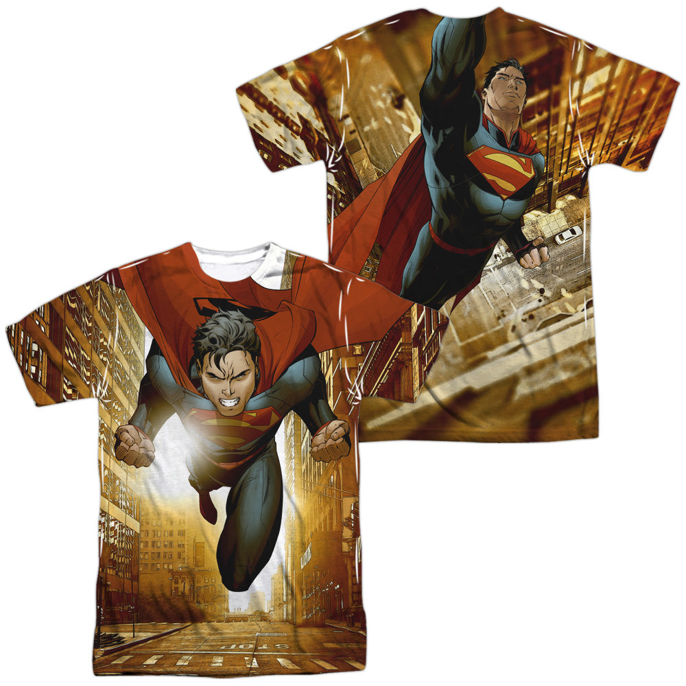 SUPERMAN/UP UP CITY (FRONT/BACK PRINT) - S/S ADULT POLY CREW - MULTI