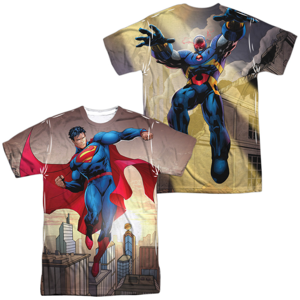 SUPERMAN/LIGHT AND DARKSEID (FRONT/BACK PRINT) - S/S ADULT POLY CREW - MULTI