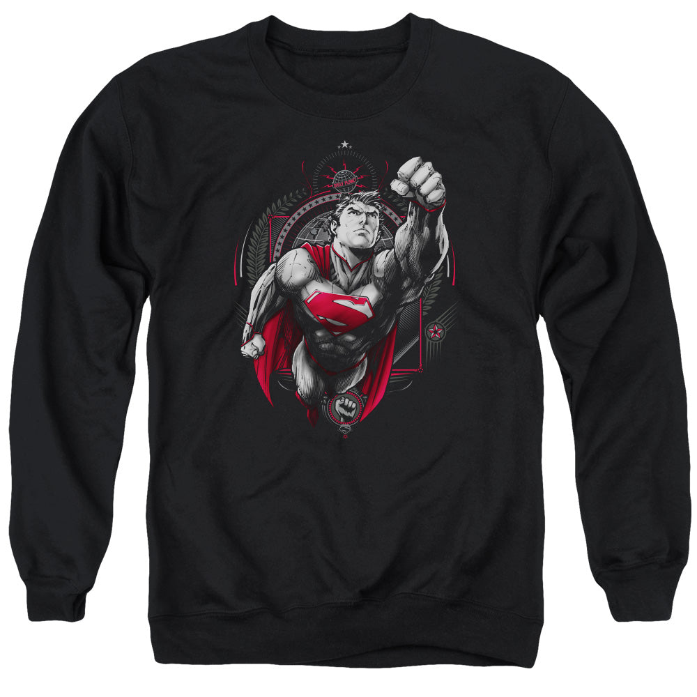SUPERMAN/PROPAGANDA SUPERMAN - ADULT CREWNECK SWEATSHIRT - BLACK