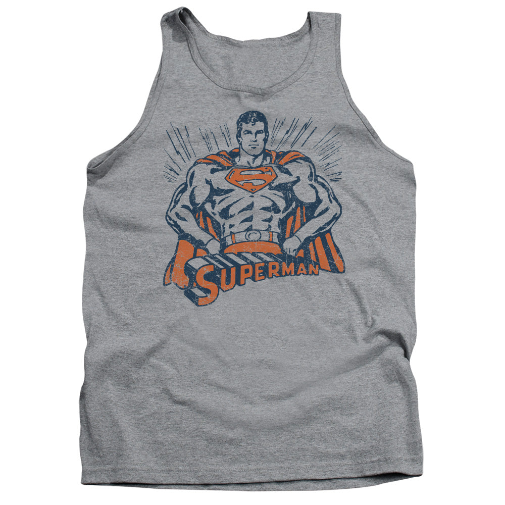 SUPERMAN/VINTAGE STANCE - ADULT TANK - ATHLETIC HEATHER