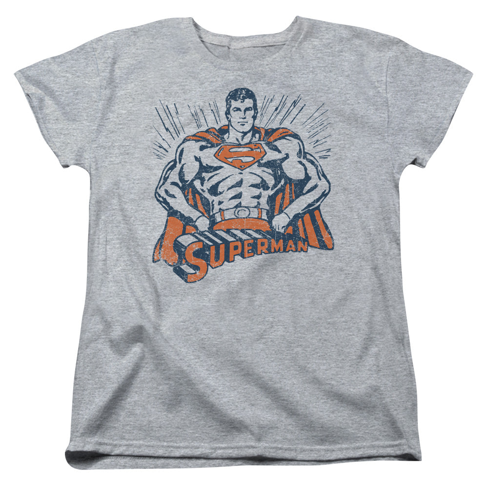 SUPERMAN/VINTAGE STANCE - S/S WOMENS TEE - ATHLETIC HEATHER