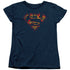 SUPERMAN/SUPER DISTRESSED - S/S WOMENS TEE - NAVY