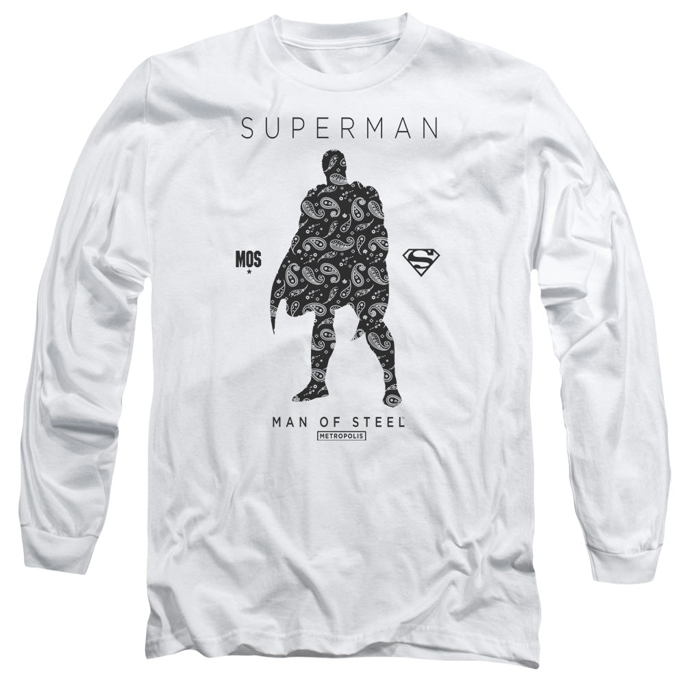 SUPERMAN/PAISLEY SIHOUETTE -  L/S ADULT 18/1  - WHITE