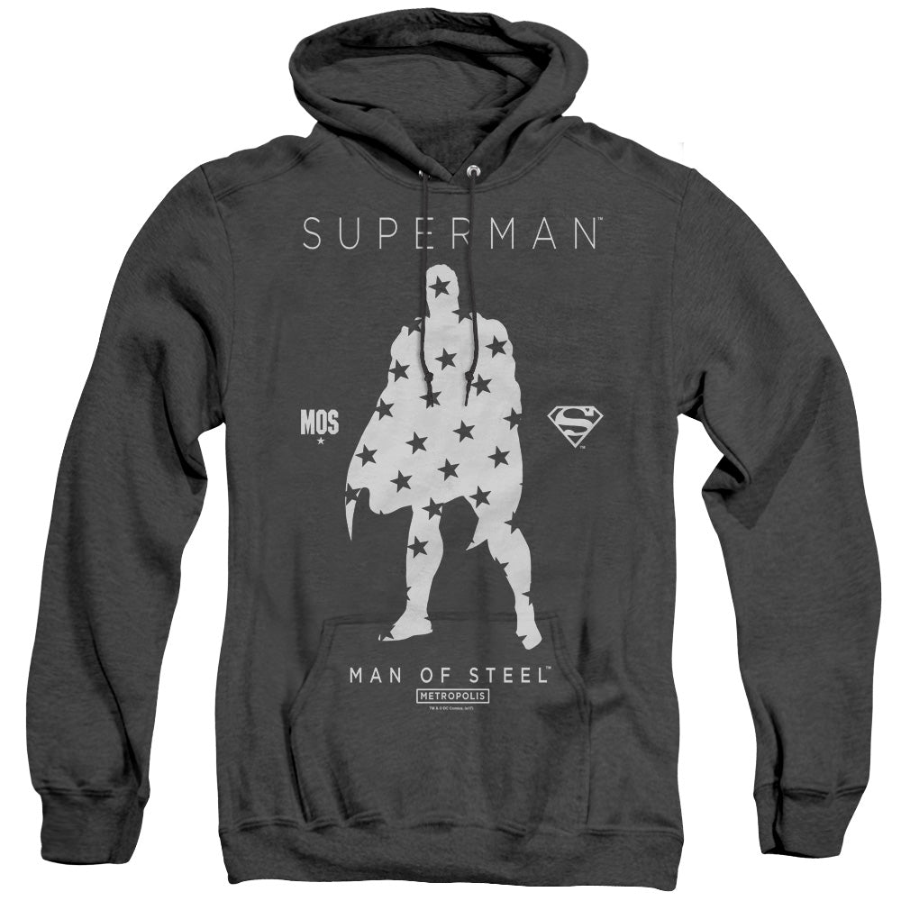 SUPERMAN/STAR SILHOUETTE - ADULT HEATHER HOODIE - BLACK