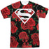 SUPERMAN/SUPER FLORAL (FRONT/BACK PRINT) - S/S ADULT POLY CREW - MULTI