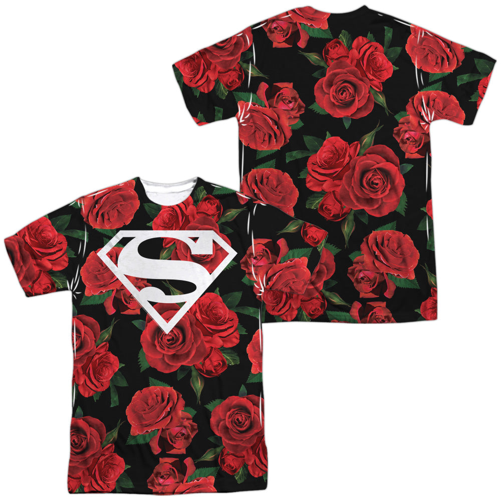 SUPERMAN/SUPER FLORAL (FRONT/BACK PRINT) - S/S ADULT POLY CREW - MULTI