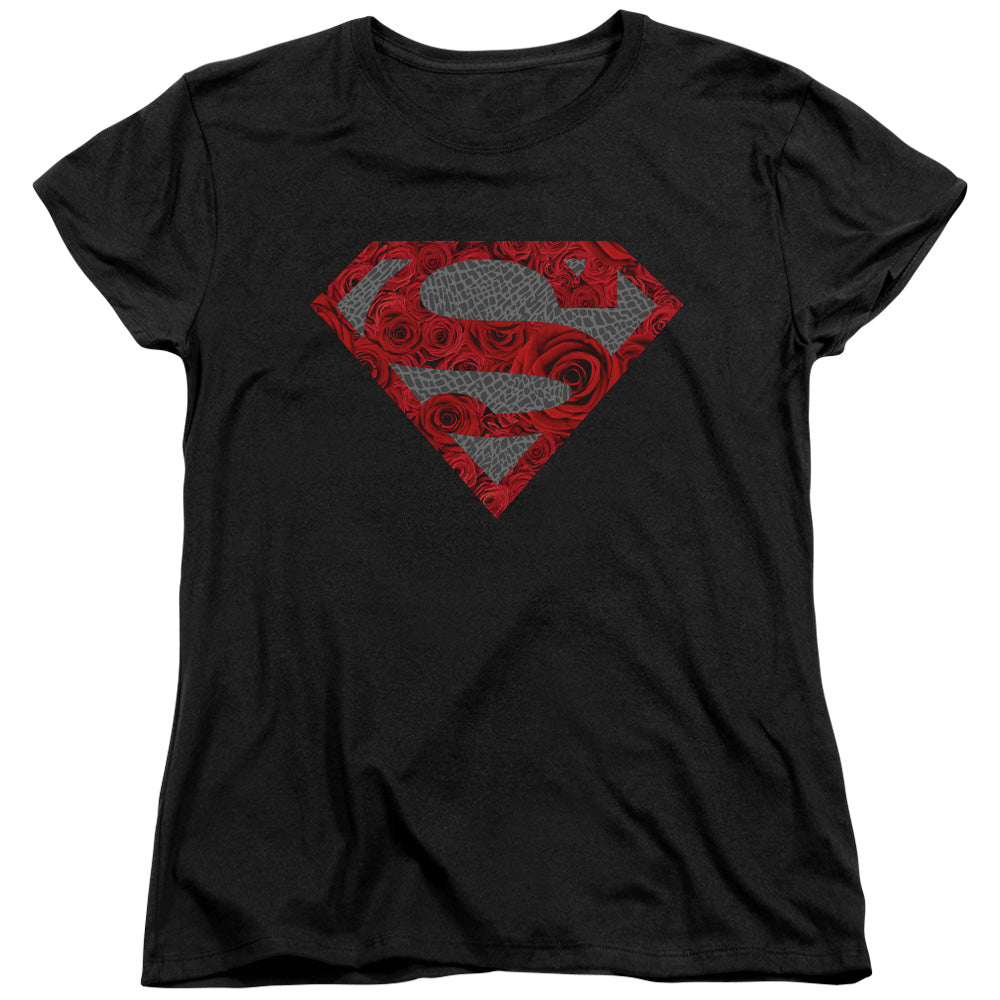 SUPERMAN/ELEPHANT ROSE SHIELD - S/S WOMENS TEE - BLACK