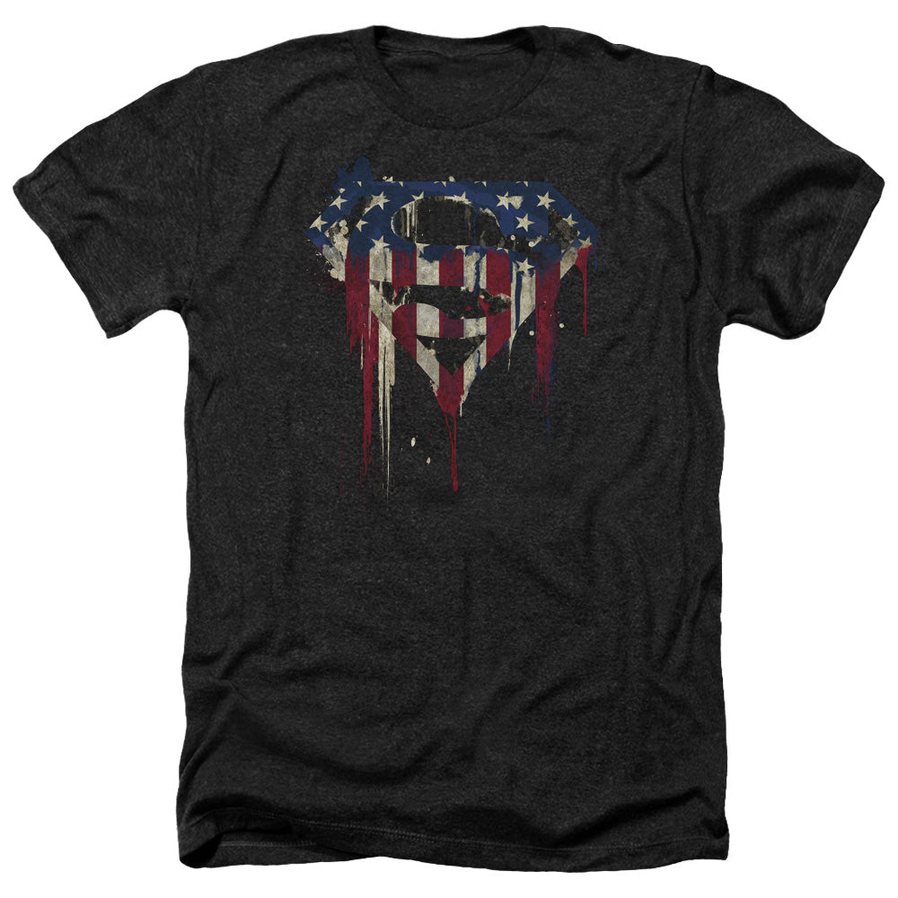 SUPERMAN/BLEEDING SHIELD - ADULT HEATHER - BLACK