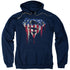 SUPERMAN/BLEEDING SHIELD - ADULT PULLOVER HOODIE - NAVY