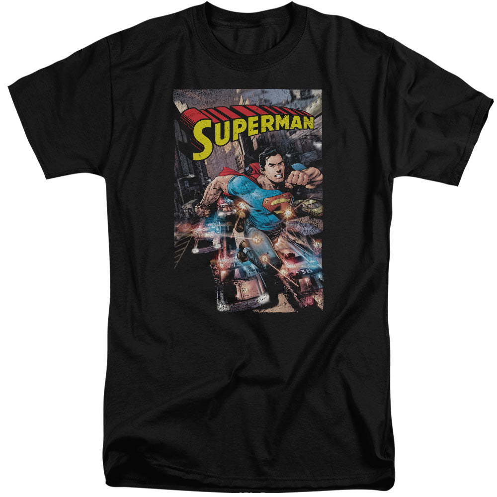 SUPERMAN/ACTION ONE - S/S ADULT TALL 18/1 - BLACK