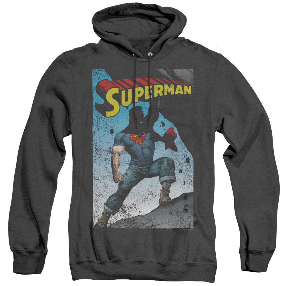 SUPERMAN/ALTERNATE - ADULT HEATHER HOODIE - BLACK