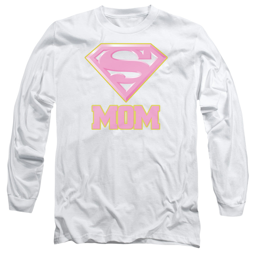 SUPERMAN/SUPER MOM PINK - L/S ADULT 18/1 - WHITE