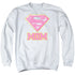 SUPERMAN/SUPER MOM PINK - ADULT CREWNECK SWEATSHIRT - WHITE