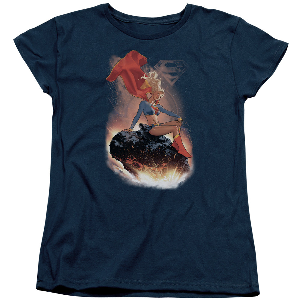 SUPERMAN/RIDE IT OUT - S/S WOMENS TEE - NAVY