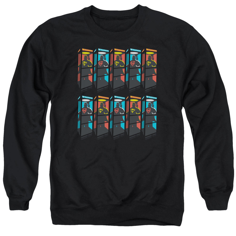 SUPERMAN/SUPER BOOTHS - ADULT CREWNECK SWEATSHIRT - BLACK