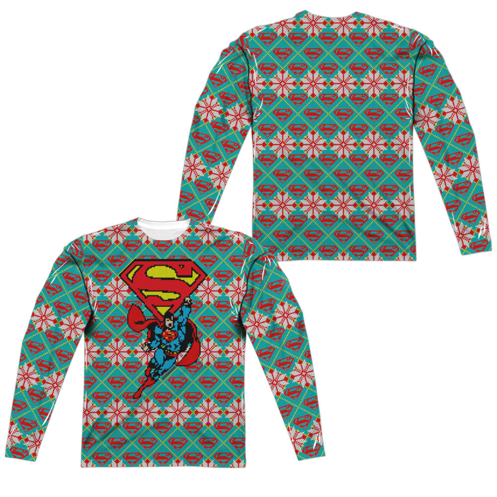 SUPERMAN/SUPER SWEATER (FRONT/BACK PRINT) - L/S ADULT POLY CREW  - MULTI