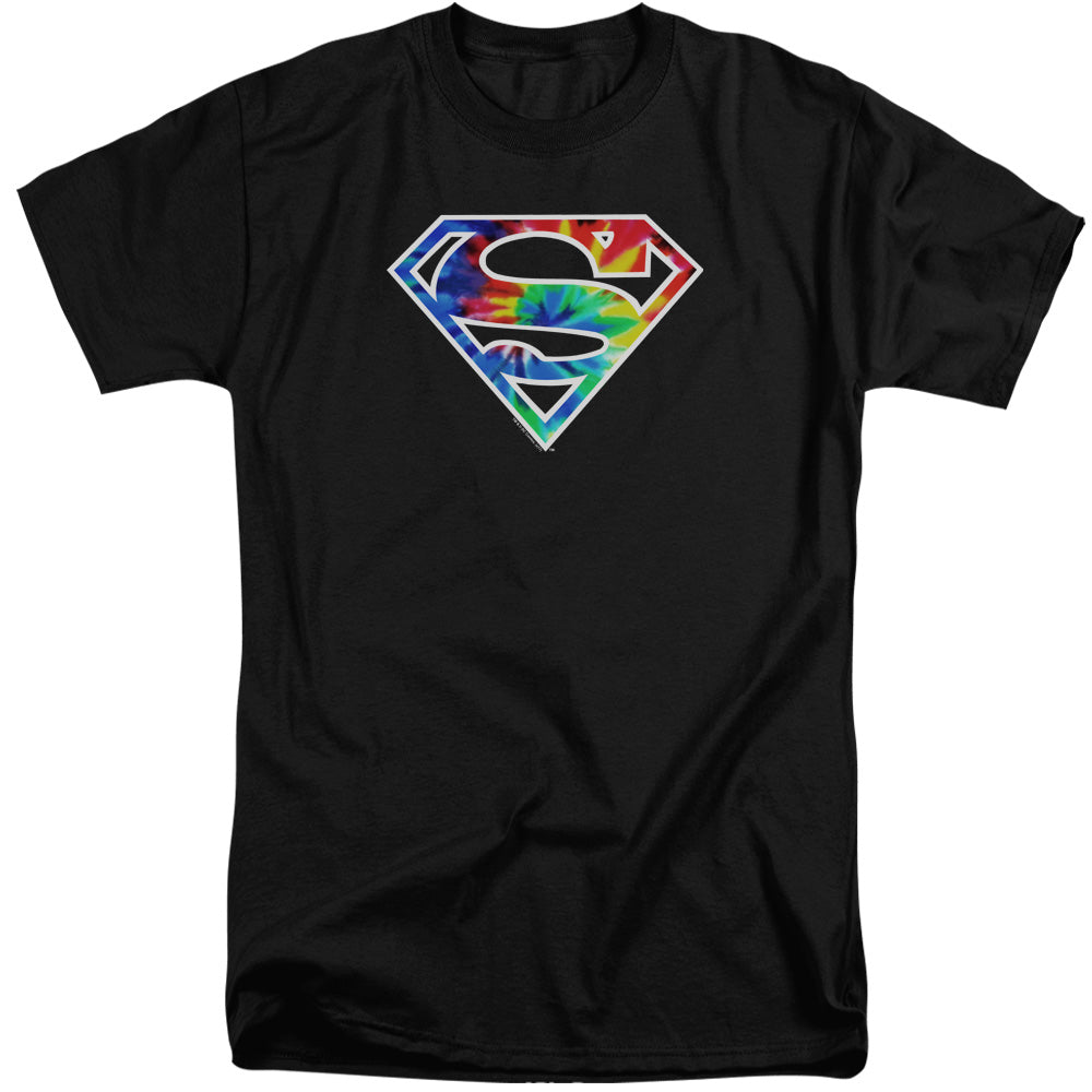 SUPERMAN/SUPERMAN TIE DYE LOGO - S/S ADULT TALL 18/1 - BLACK