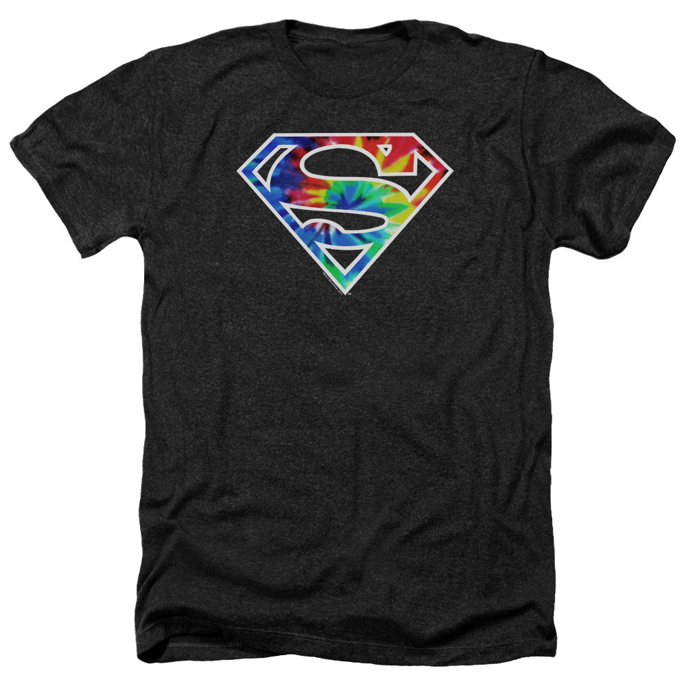 SUPERMAN/SUPERMAN TIE DYE LOGO - ADULT HEATHER - BLACK