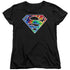 SUPERMAN/SUPERMAN TIE DYE LOGO - S/S WOMENS TEE - BLACK