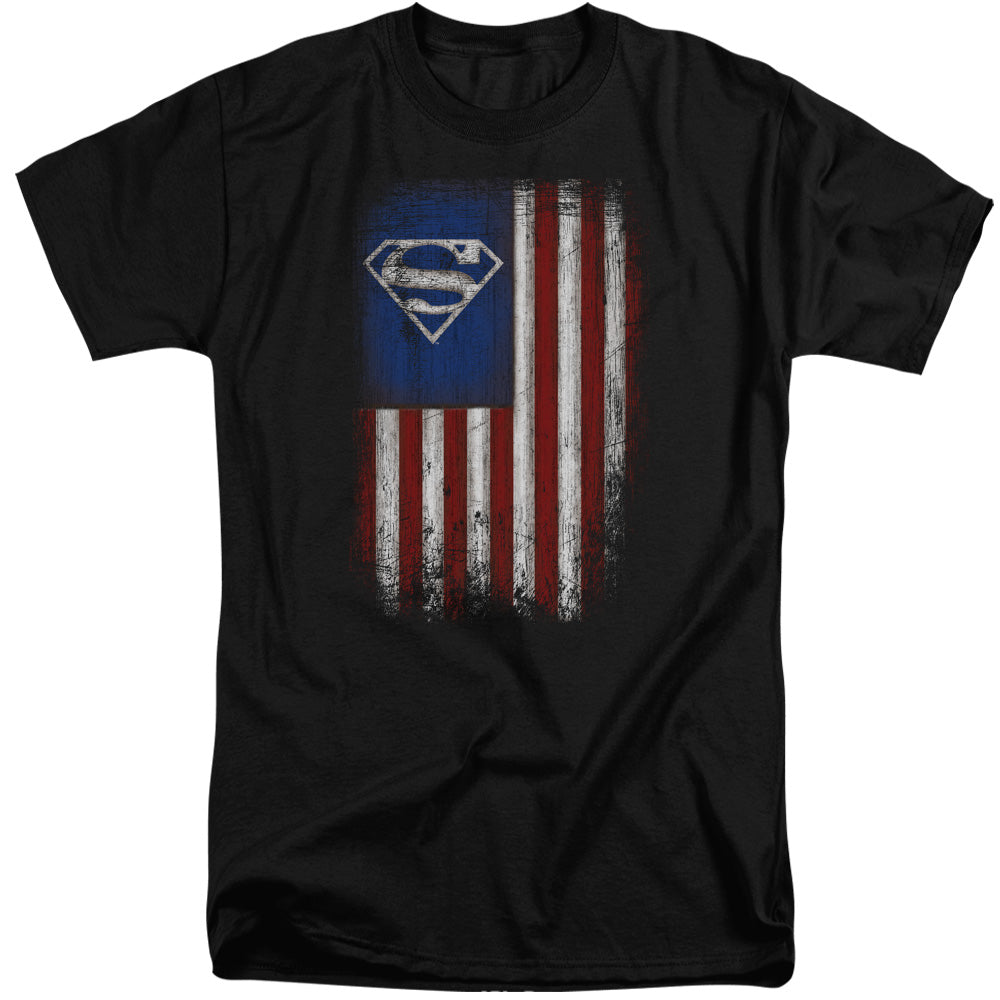 SUPERMAN/OLD GLORY SHIELD - S/S ADULT TALL 18/1 - BLACK