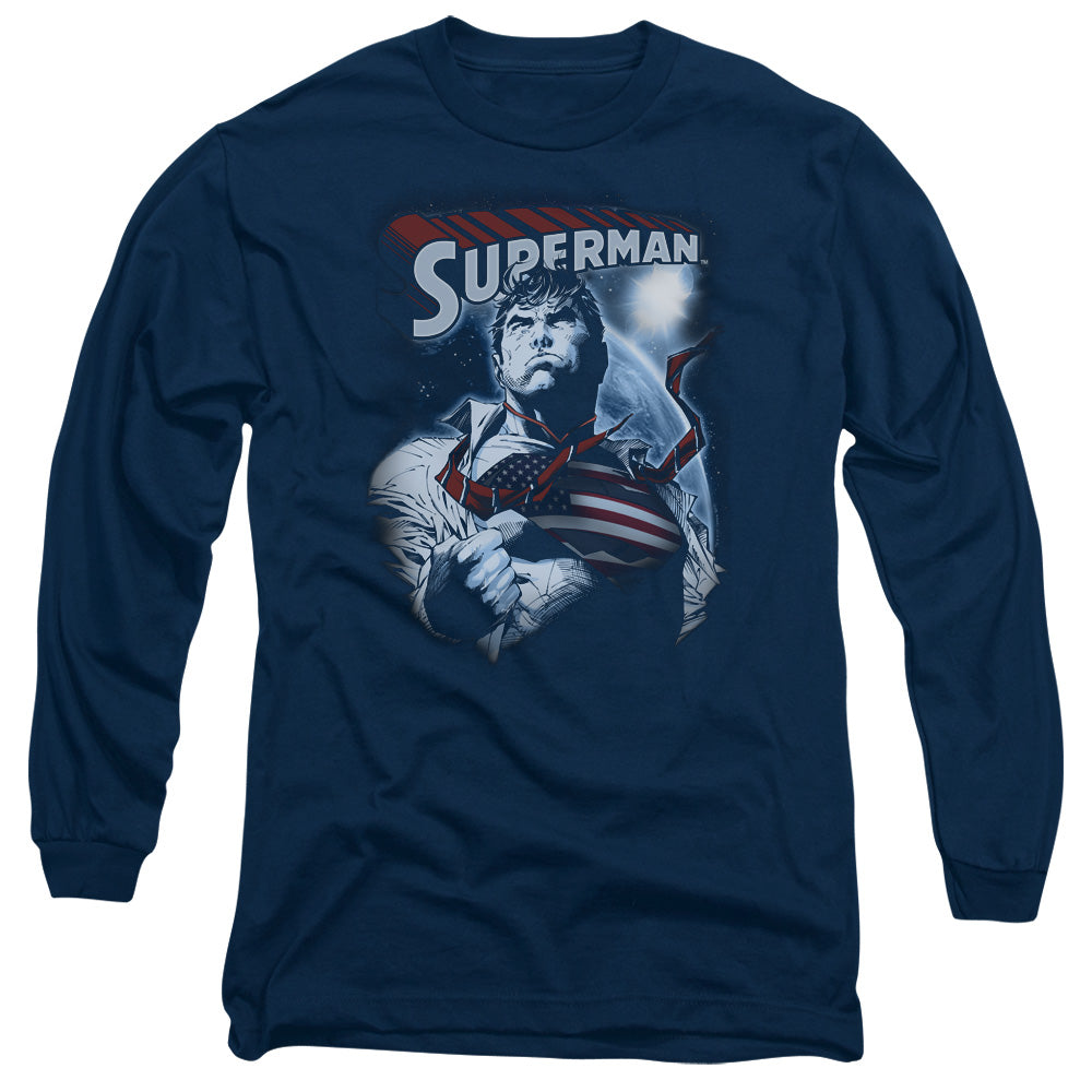 SUPERMAN/HONOR AND PROTECT - L/S ADULT 18/1 - NAVY