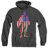 SUPERMAN/FLAG SILHOUETTE - ADULT HEATHER HOODIE - BLACK